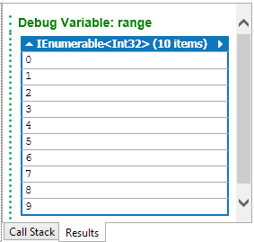 The `Dump` output for the `range` variable