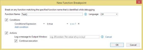 Adding a function breakpoint
