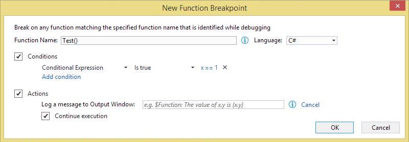 Adding a function breakpoint