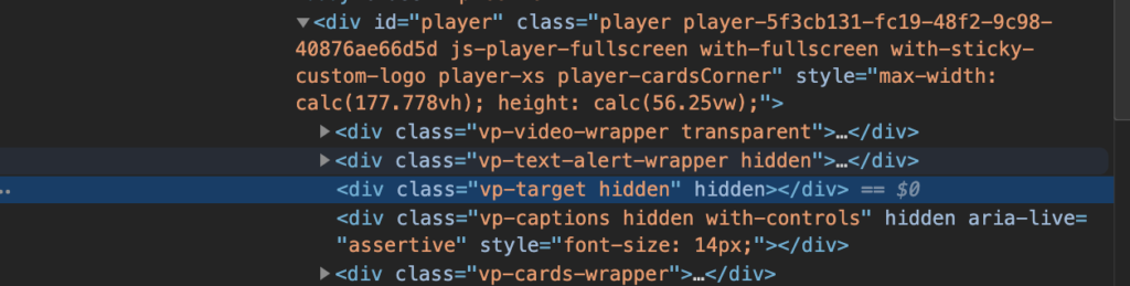 A snippet of HTML as shown in the Chrome Dev Tools. Some items are collapsed, hiding the child HTML. One node is highlighted.