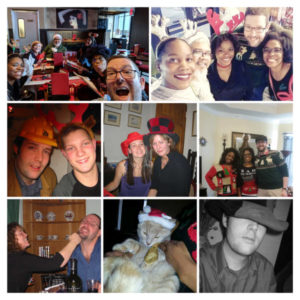 Collage of me and friends on a few different Christmas Days